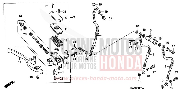FR. BRAKE MASTER CYLINDER (CB750F2) for CB Seven Fifty BLACK (NH1) from 1994
